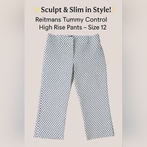 Reitmans White and Black Geometric Chic Crop, High Rise Pants, Size 12, Pull-on,